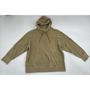Y2K American Eagle Hoodie Mens 2XL Tan Heavyweight Distress Military Sweatshirt